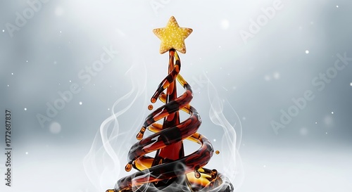 Christmas tree made of liquid with star cookie topper holiday season beverage art