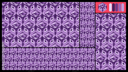 Modern Seamless Purple Geometric Pattern with Interlocking 3D Shapes
