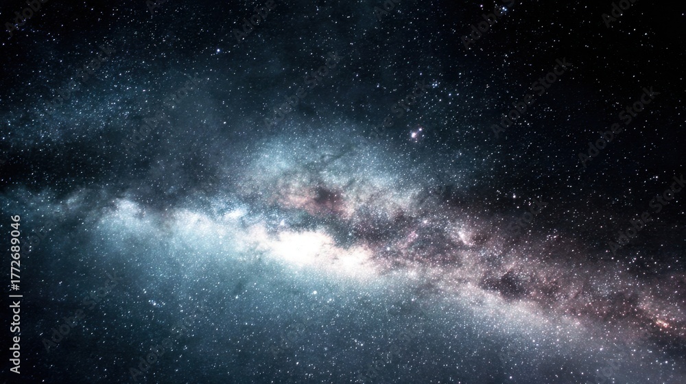 Fototapeta premium A stunning display of cosmic light reveals the beauty of distant stars and swirling galaxies.