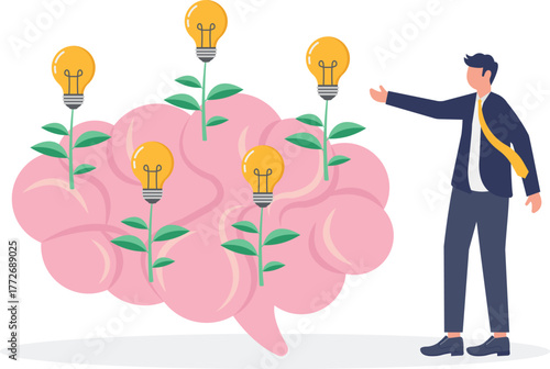  illustration of creativity, ideas, and business innovation emerging from critical thinking
