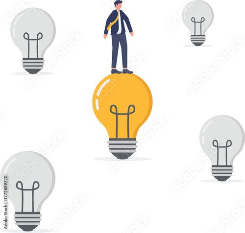 illustration of choosing and deciding to use the right idea and innovation for a company business
