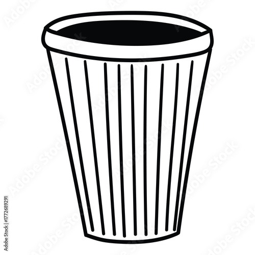 Hand-drawn doodle of an empty paper cup on a white background.