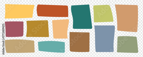Vector wavy rectangles with grain texture, irregular colorful text boxes. Organic grunge text boxes, geometric shapes or empty speech bubbles. Rectangles for hand drawn notes.
