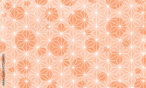 おしゃれなドット付きオレンジの麻の葉模様　ベクター