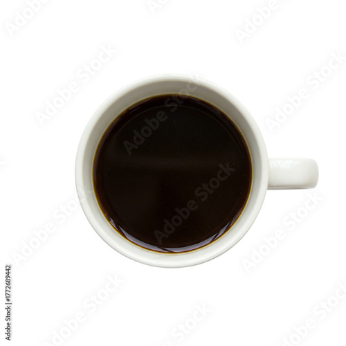 Black Coffee in White Mug - Overhead Hot Beverage