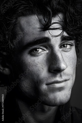 a black-and-white portrait of the actor jacob elordi