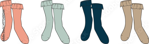 Colorful Knee High Socks with Ruffles Fashionable Legwear for Style