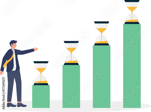 illustration of effective and efficient time management to improve business performance and profit
