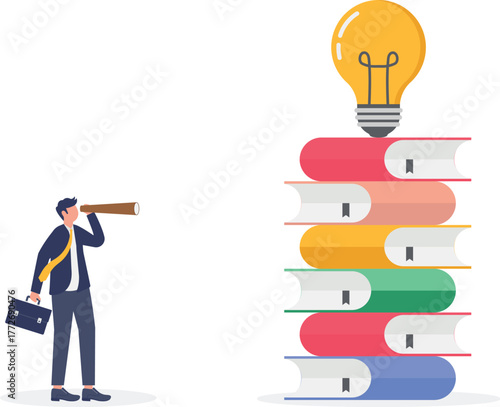 illustration of observing and analyzing opportunities for implementing business ideas and innovations

