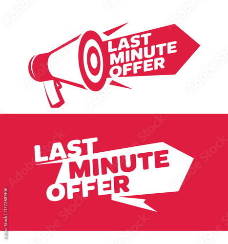 Promotional megaphone and arrow vector graphic for last minute offers vector