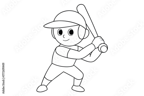 Cartoon baseball player ready to hit the ball