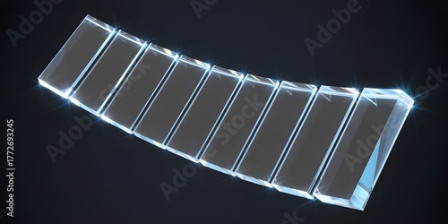 Curved Glass Panels with Blue Glow