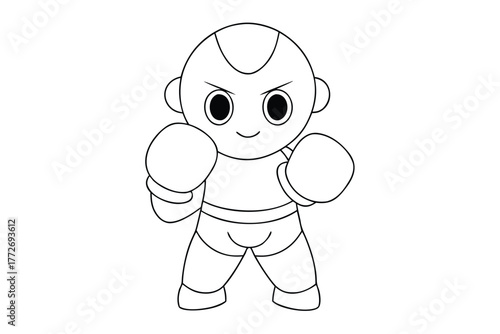 Cute boxer cartoon character ready to fight