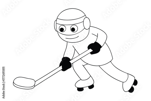 Illustration of a hockey player vector drawing