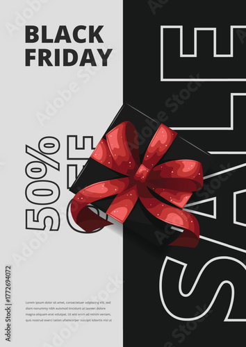 Trendy poster for Black Friday Sale. Vector posters with typography symbols for Black Friday with discount offer. Design template for Black Friday sale, promotion, advertising and social media ad.