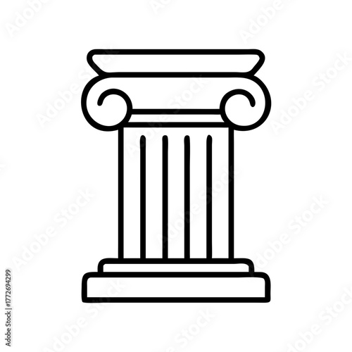Ancient Greek column in linear style symbolizing architecture  