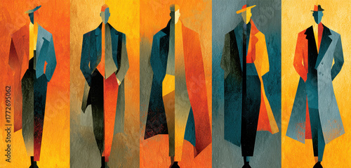 Colorful Abstract Fashion Illustrations of People, Modern Art Style