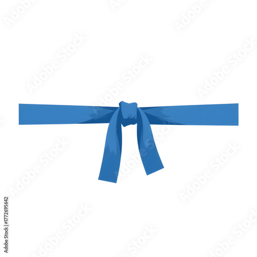 Karate blue belt tied in simple form on plain backdrop, martial arts symbolism