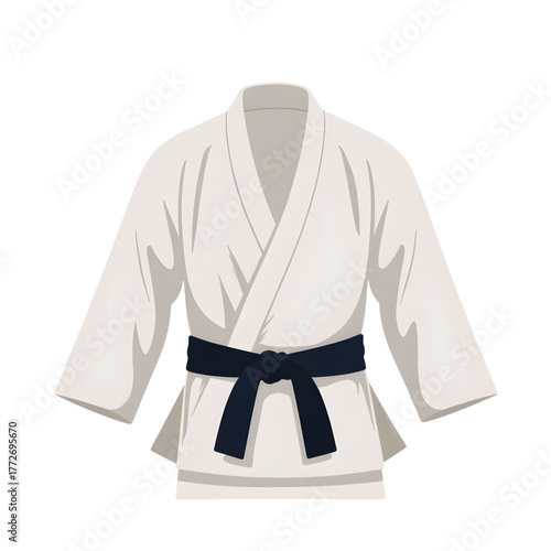 Folded aikido gi on simple background, martial arts symbolism