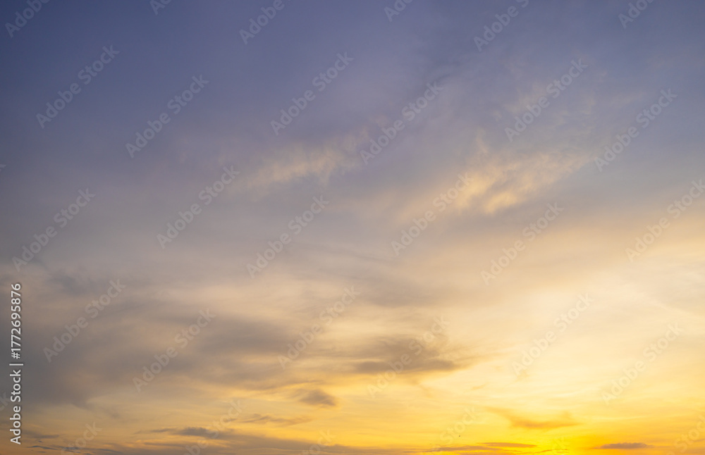 Fototapeta premium Gray and orange cloud texture against the sky at sunset and sunrise,beautiful morning cloud pattern texture background