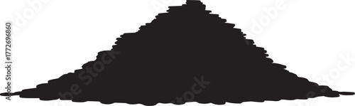 Black abstract triangle mountain shape with rough texture and shadow effect