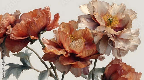 Hyper-realistic Artwork of Aged Dry Autumn Blooms in a Minimalist Cutout Design on a Transparent Canvas with Emphasis on Fine Textural Details and Subtle Shadows