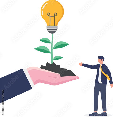illustration of presenting excellent and growing business ideas for business advancement

