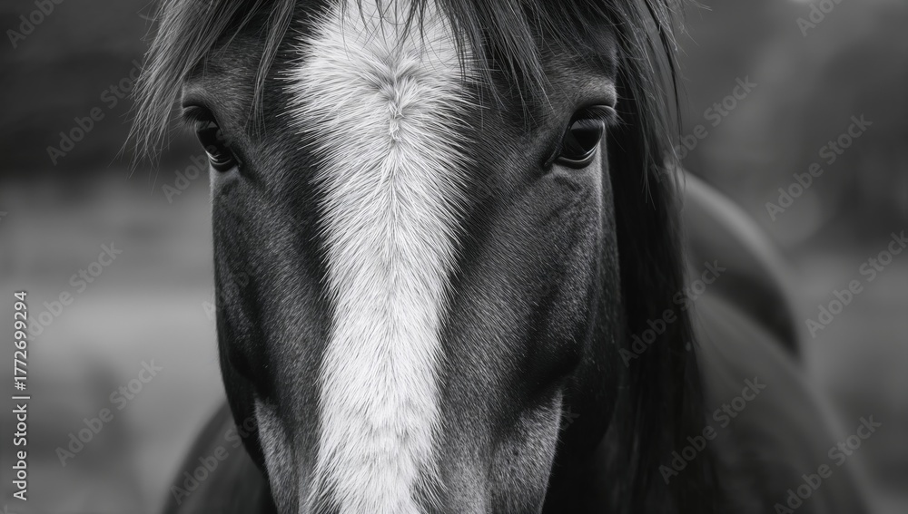 Obraz premium Close-up monochrome horse portrait