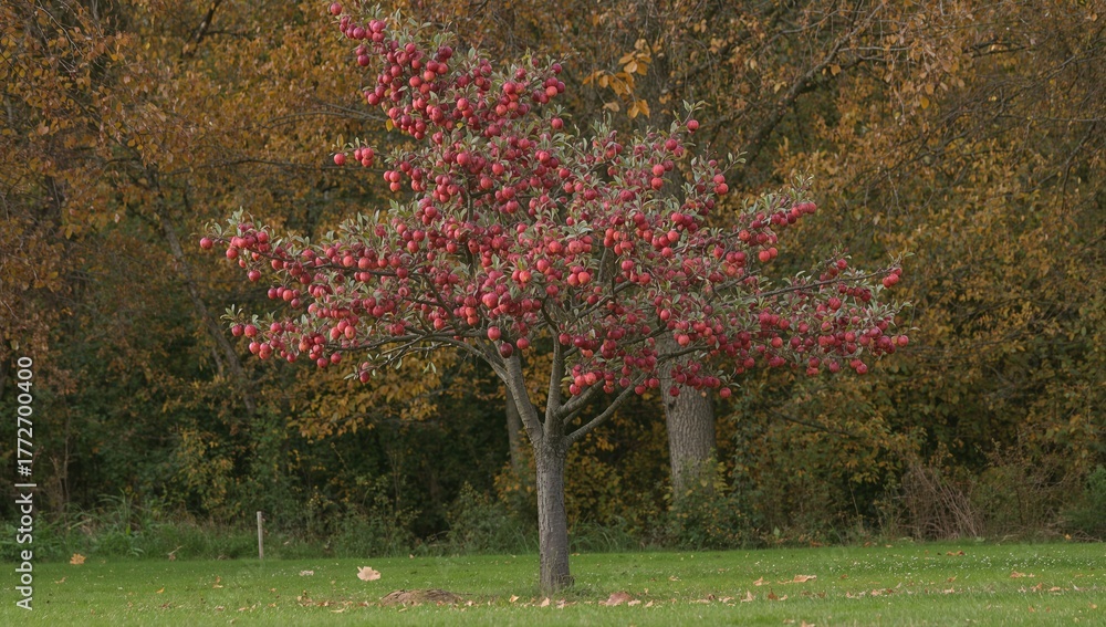 Naklejka premium Red autumn apples of the Malus 'Pinova' variety
