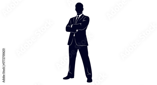 Confident Business Leader Silhouette – Professional Pose with Arms Crossed