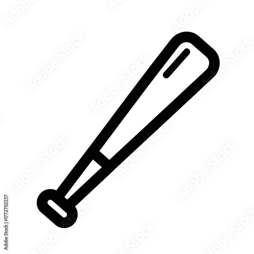 Black and white baseball bat icon with thick outline and rounded end.