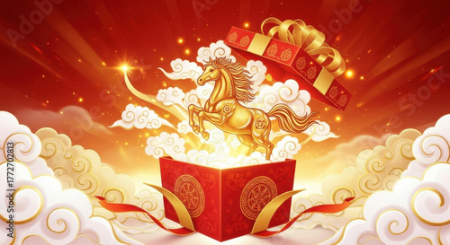 Golden Horse in Xiangyun Gift Box