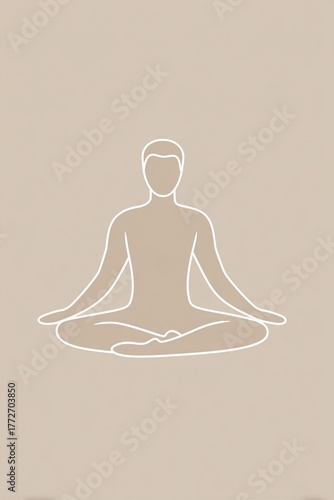 Minimal yoga line illustration on beige background