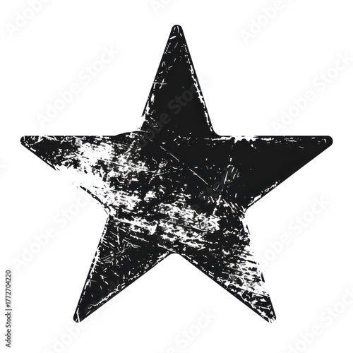 Distressed black grunge star silhouette graphic isolated on Transparent Background