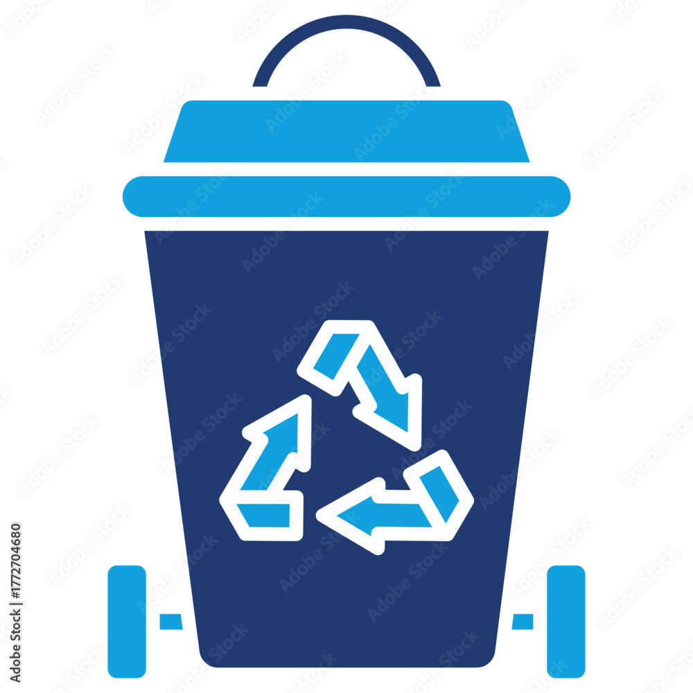 Obraz premium Trash Bin Flat Blue Icon
