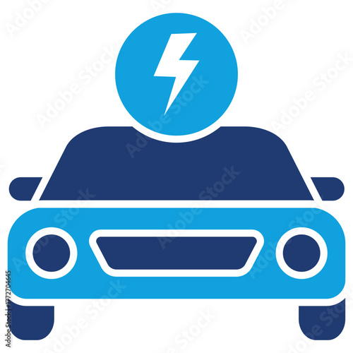 Electric Car Flat Blue Icon