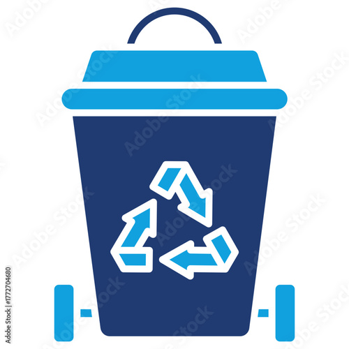 Trash Bin Flat Blue Icon