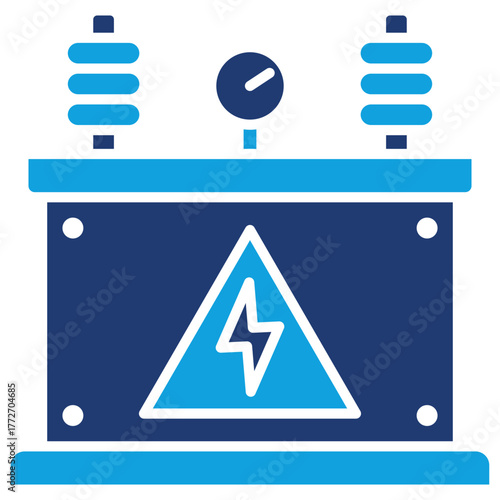 Power Transformer Flat Blue Icon