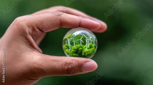 Hand holding a tiny transpa...
