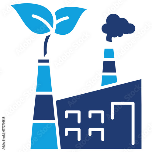 Green Factory Flat Blue Icon