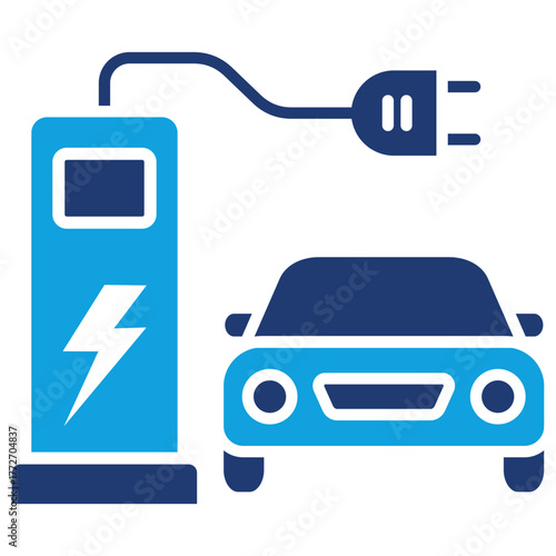 Charging Station Flat Blue Icon