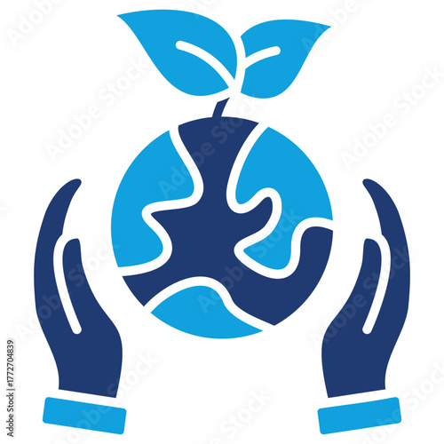 Environment Protection Flat Blue Icon