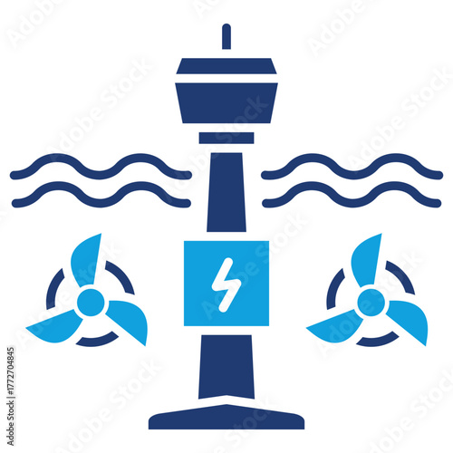 Tidal Power Flat Blue Icon