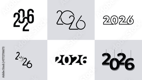 Text Design set 2026, new year, vector, illustration