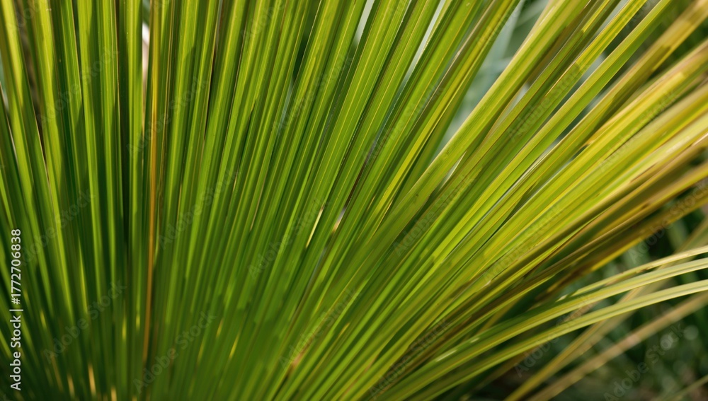 Obraz premium Close-up of a verdant palm leaf showcasing natural bio patterns for botanical design