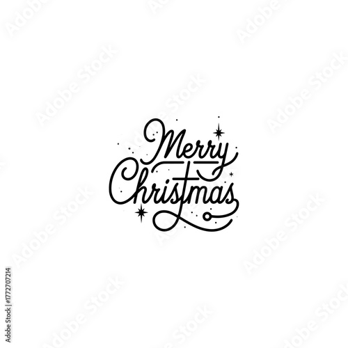 Bold black text proclaims 'MERRY CHRISTMAS' with a festive evergreen tree silhouette replacing the letter 'I' in the word 'CHRISTMAS'.