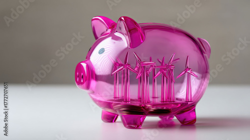 A transparent piggy bank fi...