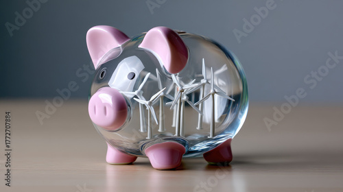 A transparent piggy bank fi...