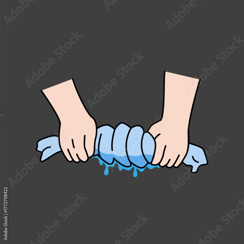 Hands Squeeze Wet Cloth Illustration Art Icon Design Vector