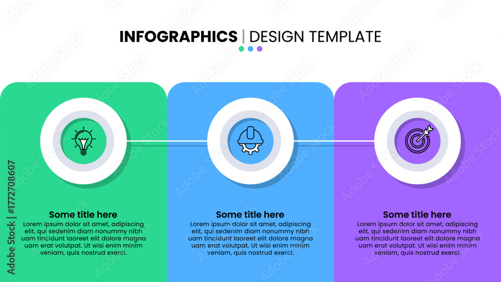 Fototapeta premium Infographic template. 3 banners with rings and icons